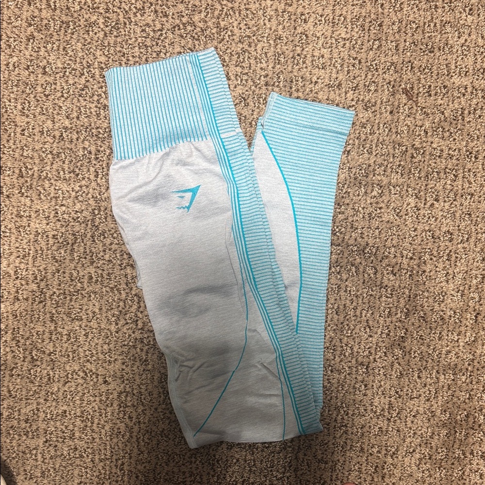 Gymshark Light Gray and Blue Leggings